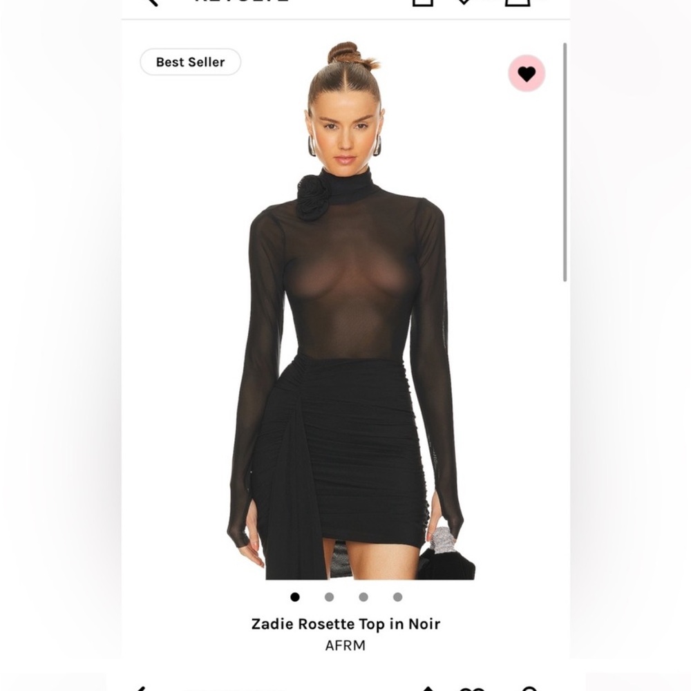 AFRM Sadie rosette top in Noir